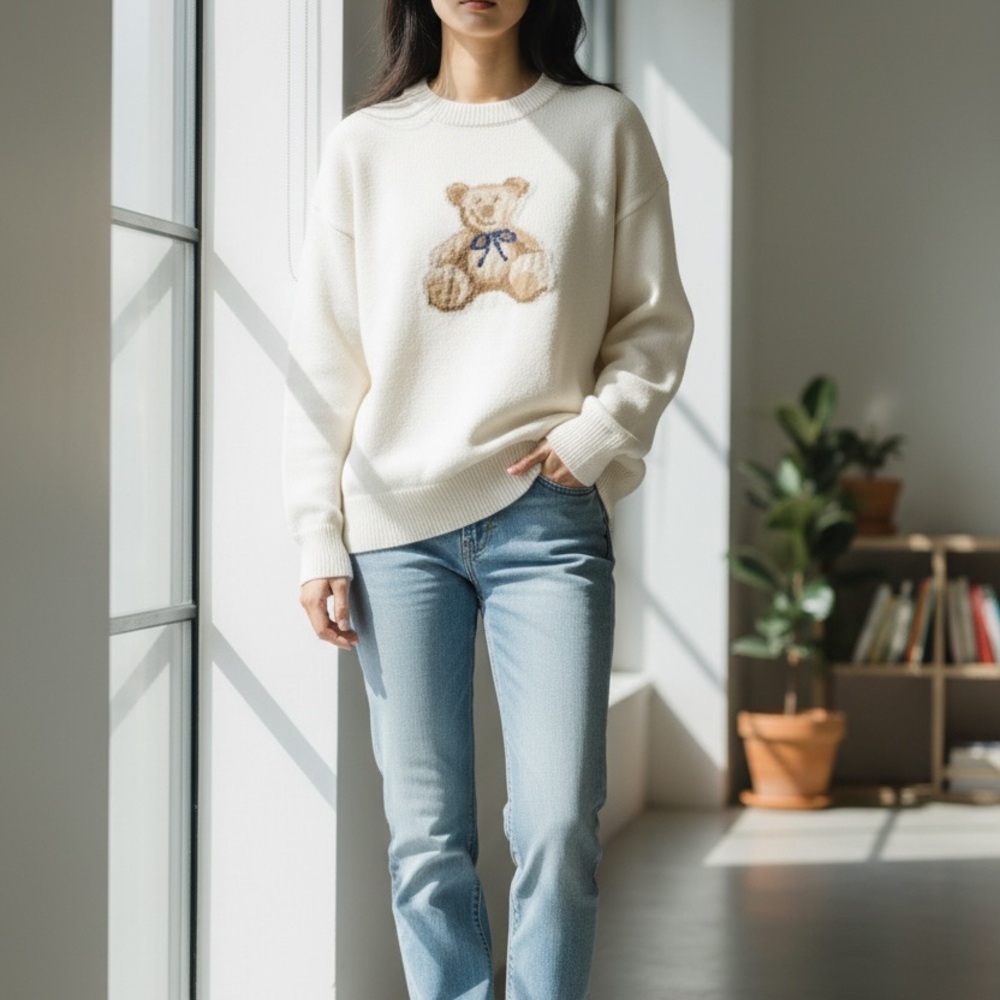 Cozy Cream Teddy Bear Sweater